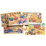 Ahşap Tahta Puzzle İnşaat Araçları Modeli 4 Lü - Görsel 2
