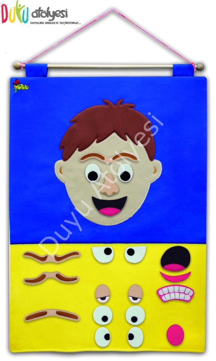 Kumaş Erkek Yüz Mimik Çalışma Panosu Cırtlı - Görsel 1