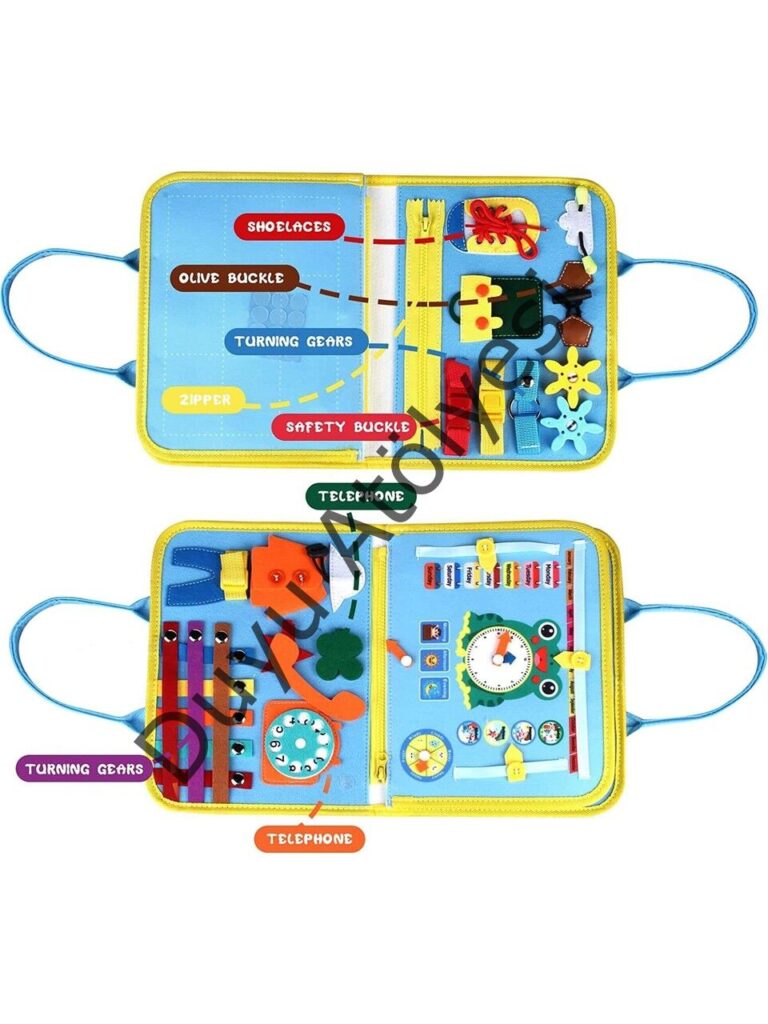 Montessori Keçe Eğitim Çantası Busy Board- Mavi 4 Sayfa - Görsel 1
