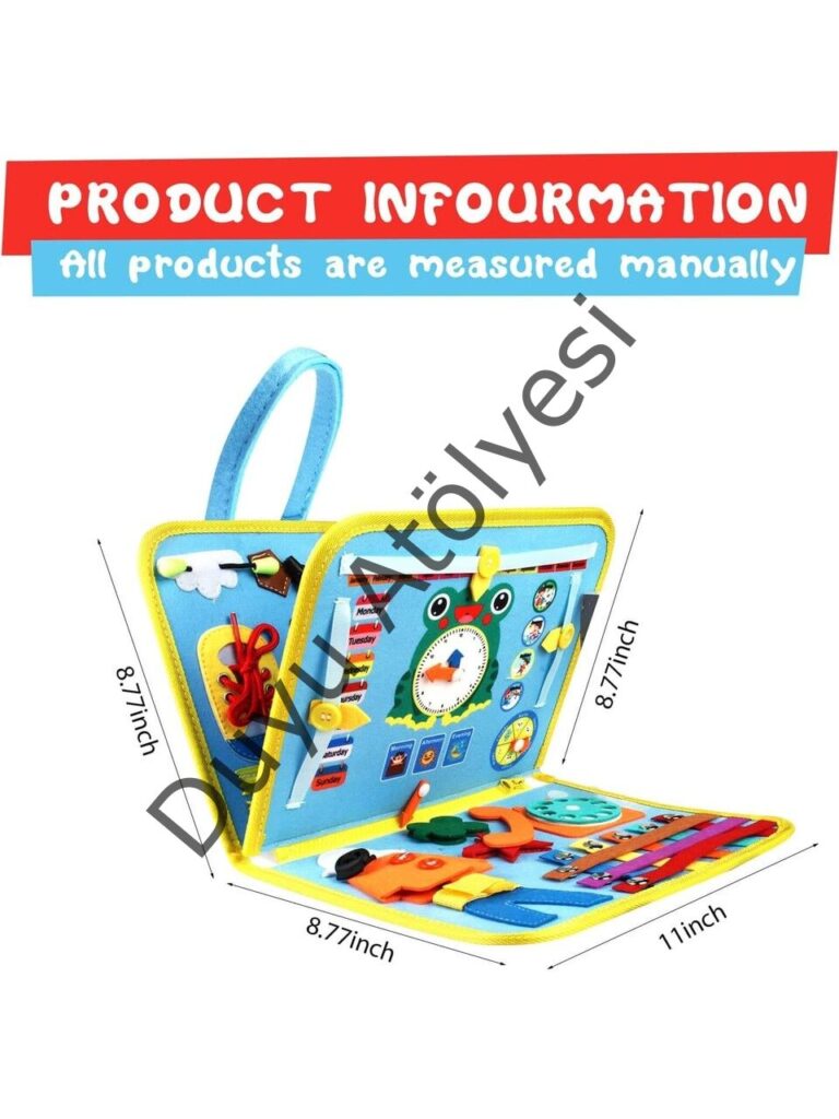 Montessori Keçe Eğitim Çantası Busy Board- Mavi 4 Sayfa - Görsel 2