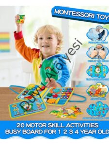 Montessori Keçe Eğitim Çantası Busy Board- Mavi 4 Sayfa - Görsel 3